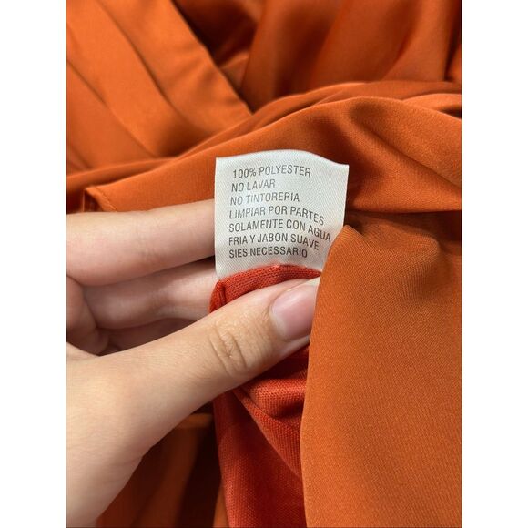NWOT Mac Duggal Short Wrap Puff Sleeve Burnt Orange Dress Style #26928 Size 8US - Picture 6 of 12